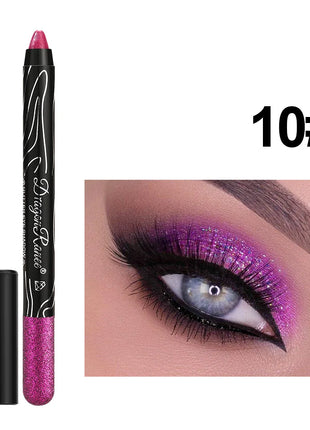 12 Colors Long-lasting Glitter Eyeshadow Pencil Pigment Blue Brown Black Eyeliner Pen Women Fashion Shimmer Eye Shadow Makeup - Riparo82