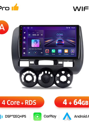 Junsun Wireless CarPlay Android Auto Car Radio for Honda Fit Jazz City 2002 2003 2004-2007 RDS GPS 4G WIFI Multimedia autoradio - Riparo82