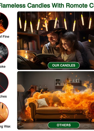 Halloween LED Floating Candles with Magic Wand Remote Battery Operated Potter Floating Candles Warm Light Home Party Decoration - Riparo82