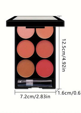 6-color blush and contouring all-in-one palette, pearlescent matte powder makeup palette