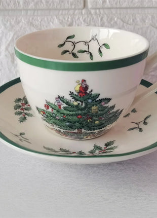 Classic Green Edge Series Christmas Set Size Plate Square Plate Size Bowl Fish Dish Coffee Set - riparo82