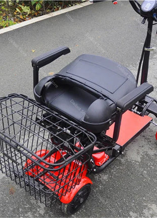 Foldable Mobility Scooter 4 Wheels For Old People Elderly Dual Motor 500W Folding Electric Scooter With Big Seat Blue Red White - Riparo82
