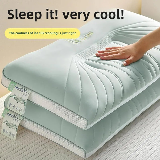 Four Season Ice Silk Soft Sleep High Pillow Supports Protects The Neck Used Side Sleeping Cotton Pillows For Bedrooms Offices
