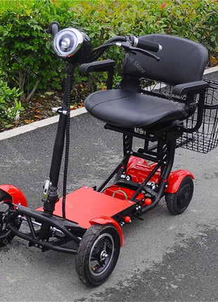 Foldable Mobility Scooter 4 Wheels For Old People Elderly Dual Motor 500W Folding Electric Scooter With Big Seat Blue Red White - Riparo82