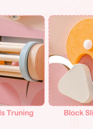 Robotime Robud Tavola in legno occupata Giocattolo per l'apprendimento Montessori Centro attività montato a parete con labirinto di ingranaggi Regali giocattolo in legno - riparo82