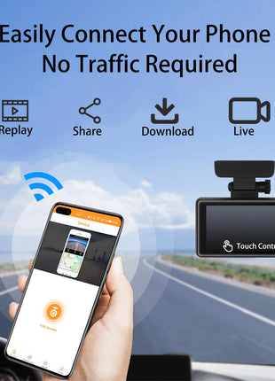 DashCam 4K for car Camera Front and Rear DVR with Reversing Touch Screen 24h Parking G-sensor with 64GB Card - Riparo82