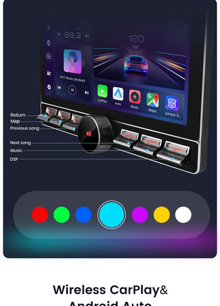 Junsun 10.6 Inch Universal Rotatable 1DIN 2DIN Car Radio Wireless CarPlay Android Auto Touch Screen Multimedia GPS autoradio - Riparo82