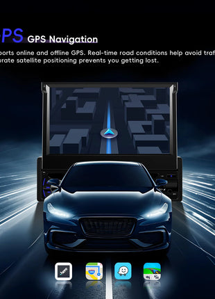 Hikity Carplay 4+64G Android 1Din Car Multimedia Player Retractable Screen GPS Navigation WIFI Bluetooth 1din autoradio No DVD - Riparo82