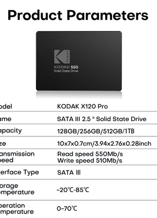 Kodak X120 PRO SSD Drive HDD 2.5 Disco rigido SSD 120GB 1TB 512GB 128GB 256GB HD SATA Disco rigido interno per computer portatile