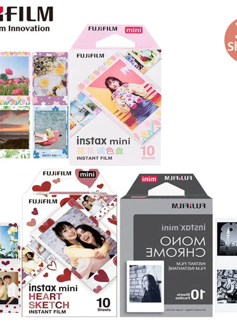 Fujifilm Instax Mini Pellicola Bordo Bianco/Pellicole a Colori 10-100 Fogli di Carta Fotografica per Fuji Instax Camera Mini 12/8/11/25/50/90/Link/Evo