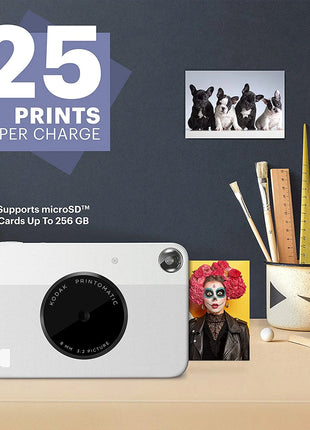KODAK Fotocamera digitale con stampa istantanea Printomatic ZINK Stampa senza inchiostro Stampa su carta fotografica a colori Flash Set di pellicole 20/40 opzionale
