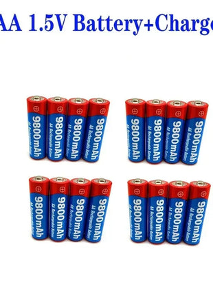 Batterie AA Ricaricabili 1,5V 9800mAh - Alcaline per LED, MP3, Giocattoli - riparo82