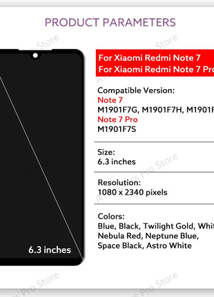 Display LCD Per Xiaomi Redmi Nota 7 Nota 7 Pro Display LCD Touch Screen Digitizer Assembly M1901F7G M1901F7S Parti di Riparazione - riparo82