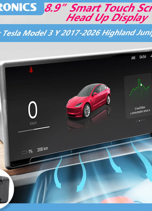 CATRONICS 8.9 Inch Head Up Display for Tesla Model 3 Y 2017-2026 Highland Juniper Dashboard Smart Carplay Support OTA Update - Riparo82