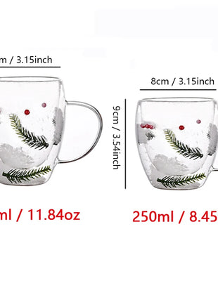 Tazze di vetro a doppia parete natalizie da 250/350 ml Set di 2 tazze per caffè espresso resistenti al calore Bevande al latte Tazze da caffè per regali di festa - riparo82