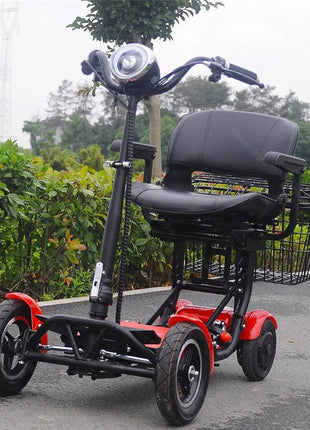 Foldable Mobility Scooter 4 Wheels For Old People Elderly Dual Motor 500W Folding Electric Scooter With Big Seat Blue Red White - Riparo82