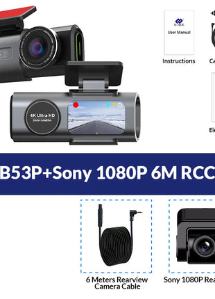 Dash Cam 4K UHD Recording Car Camera DVR Night Vision Video Recorder Built-In Wi-Fi Support GPS 24H Parking - Riparo82