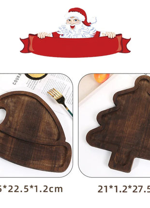 Simpatico vassoio per stoviglie natalizie, piatto da frutta in legno per albero di Natale, piatto in legno per scomparto per torte e dessert - riparo82