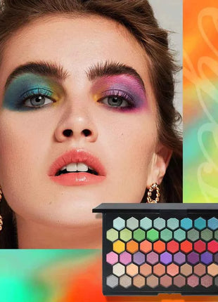 POPFEEL 54 Color Eyeshadow Palette - Versatile Earthy & Rainbow Shades for Colorful Party Makeup,All-in-One Eyeshadow Collection