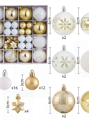 Nuovi 42 set di decorazioni natalizie Palline verniciate elettrolitiche, palline di plastica, decorazioni per finestre, pendenti per albero di Natale - riparo82