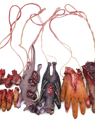 Halloween Horror Hanging Pendant Fake Dead Mouse Bat Broken Hand Feet Halloween Party Home Haunted House Scary Decoration Props - Riparo82
