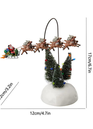 LED Musica natalizia Casa di popcorn Decorazione natalizia Scena Villaggio Statua rotante Decorazioni natalizie per la casa Decorazioni per il desktop Regalo di Natale per bambini