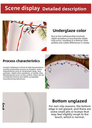 Set di stoviglie in ceramica serie Goblin Piatto da pranzo grande Vassoio rettangolare Stoviglie natalizie Piatti da bistecca Piatti da dessert Ciotola Tazza Tazza - riparo82