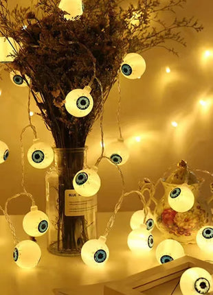 1.5M 10LED Halloween LED Light String Horror Eyeballs Pumpkin Spider Bat Skull Lamp Trick Or Treat Happy Halloween Party Decor - Riparo82