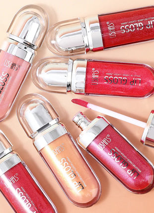 USHAS 12 colors mirror fine flash liquid lipstick pearlescent color waterproof sweatproof non-stick cup lip gloss - Riparo82