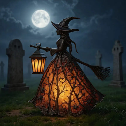 Halloween Witch Lamp Light with Glow-in-The-Dark Figurine for Bedroom Spooky Halloween Decor Indoor & Outdoor Halloween Decor