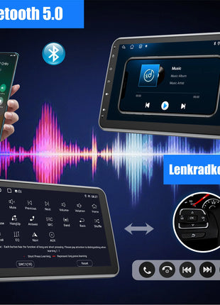 ESSGOO 10.1 Inch 8 Core 6G+128G Carplay 4G Android 14 Car Radio 1 DIN Rotatable Screen GPS NAVI AM DSP USB Wifi with Microphone - Riparo82