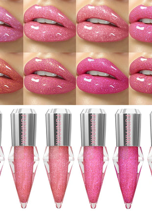 8 Color Glitter Shimmer Lip Gloss Moisturizing Lip Tinted Fuller Lip Effect Diamond Liquid Lipstick Makeup Sexy Lip Care Gifts - Riparo82