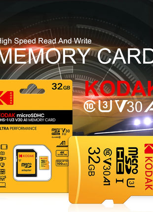Scheda Micro SD KODAK Scheda di memoria ROSSA con Adapte 32 GB MicroSDHC 64 GB MicroSDXC MicroSD C10 A1 TF Schede Flash Cartao De Memoria