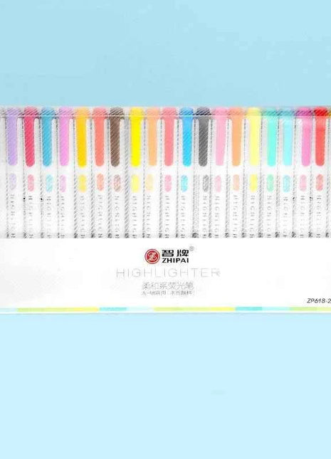 25 Colors ZhiPai Highlighters Markers Pen Set Dual Tip Cute Pens Back To School Kawaii Stationery Papeterie Highlighter