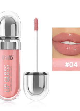 USHAS 12 colors mirror fine flash liquid lipstick pearlescent color waterproof sweatproof non-stick cup lip gloss - Riparo82