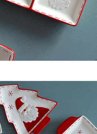 2025 Nuovo set di posate in ceramica dipinta a mano di Natale Piatto da bistecca di Natale carino Piatto piatto colorato sottosmalto in rilievo - riparo82