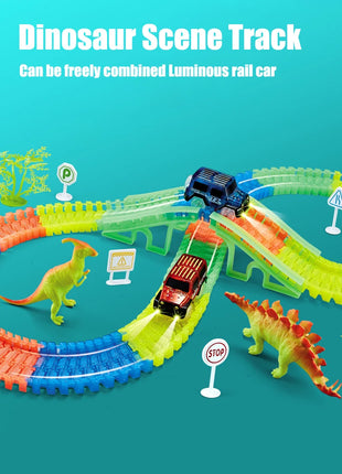Luminoso Dinosaur Track AssemblyLittle Car Emit Light Mountain Road RailKids Puzzle giocattolo giocoso ragazzi regalo di compleanno di natale - riparo82