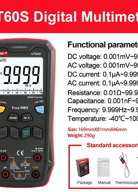 UNI-T UT60S UT60BT True RMS Digital Smart Multimeter 1000V AC DC Voltage Tester Ammeter Electrical Multi Meter - Riparo82