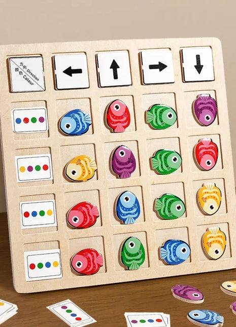 Montessori Giocattoli in legno Bambini Pensiero logico Formazione Direzione Cognizione del colore Battaglia educativa Gioco da tavolo Regali - riparo82