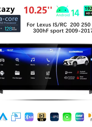 AutoRadio Android14 Wireless Carplay Car For Lexus IS RC 200 250 300 350 200T 300h Multimedia Player Navigation GPS Stereo Audio - Riparo82