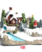 Ornamento per la casa di Natale illuminato a LED, arredamento del villaggio europeo con design musicale e fiocco di neve, decorazione da tavolo delle fiabe invernali