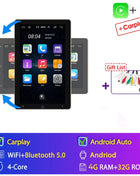 4G+64G Android 14 Car Stereo Video Multimidia Radio Player 10.1 Inch Universal Autoradio GPS Electric Rotatable Touch Screen - Riparo82