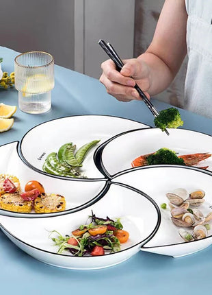 Set di stoviglie in ceramica per riunione da 5 pezzi Piatto caldo a forma di luna Combinazione flessibile di piatti in base al consumo alimentare - riparo82