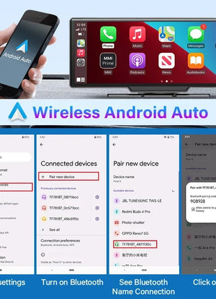 10.26'' Dash Cam 4K Car Mirror Video Player Wireless Carplay Android Auto GPS Car Monitor Multimedia Rearview Camera Dashboard - Riparo82