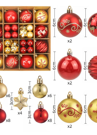 Nuovi 42 set di decorazioni natalizie Palline verniciate elettrolitiche, palline di plastica, decorazioni per finestre, pendenti per albero di Natale - riparo82