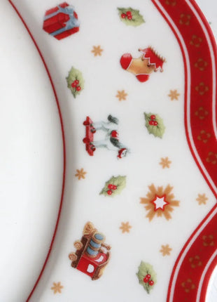 Tesoro tedesco Porcellana dura Giocattolo natalizio Joy Piatto piano multi-angolo Tazza di Natale Piattino Ciotola Candeliere - riparo82