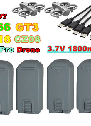 Drone GT3 RC ﻿ Batteria originale 3.7V 1800mAh per V66 Mini Drone Parti V66 CZ06 D16 Quadcopter Batteria/Caricabatterie adatta Accessori - riparo82
