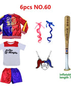 Top Quality Girls Suicide Harley Quinn Costumi Cosplay Squad Monster Giacca cucita Pantaloni Imposta Costume di Halloween