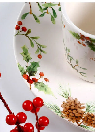 Squisita cena di Natale Piatti creativi Piatto da bistecca in ceramica Pasta sana sottosmalto Posate personalizzate Regalo Forniture da cucina - riparo82