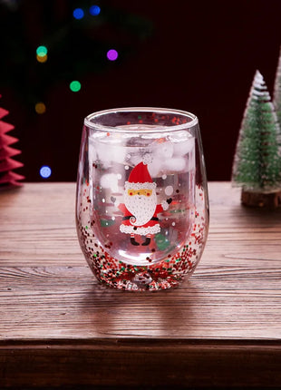 Set di tazze di vetro isolate a doppia parete da 4 pezzi di Babbo Natale - 300 ml resistenti al calore con manico tazze da caffè regalo di Natale perfetto - riparo82